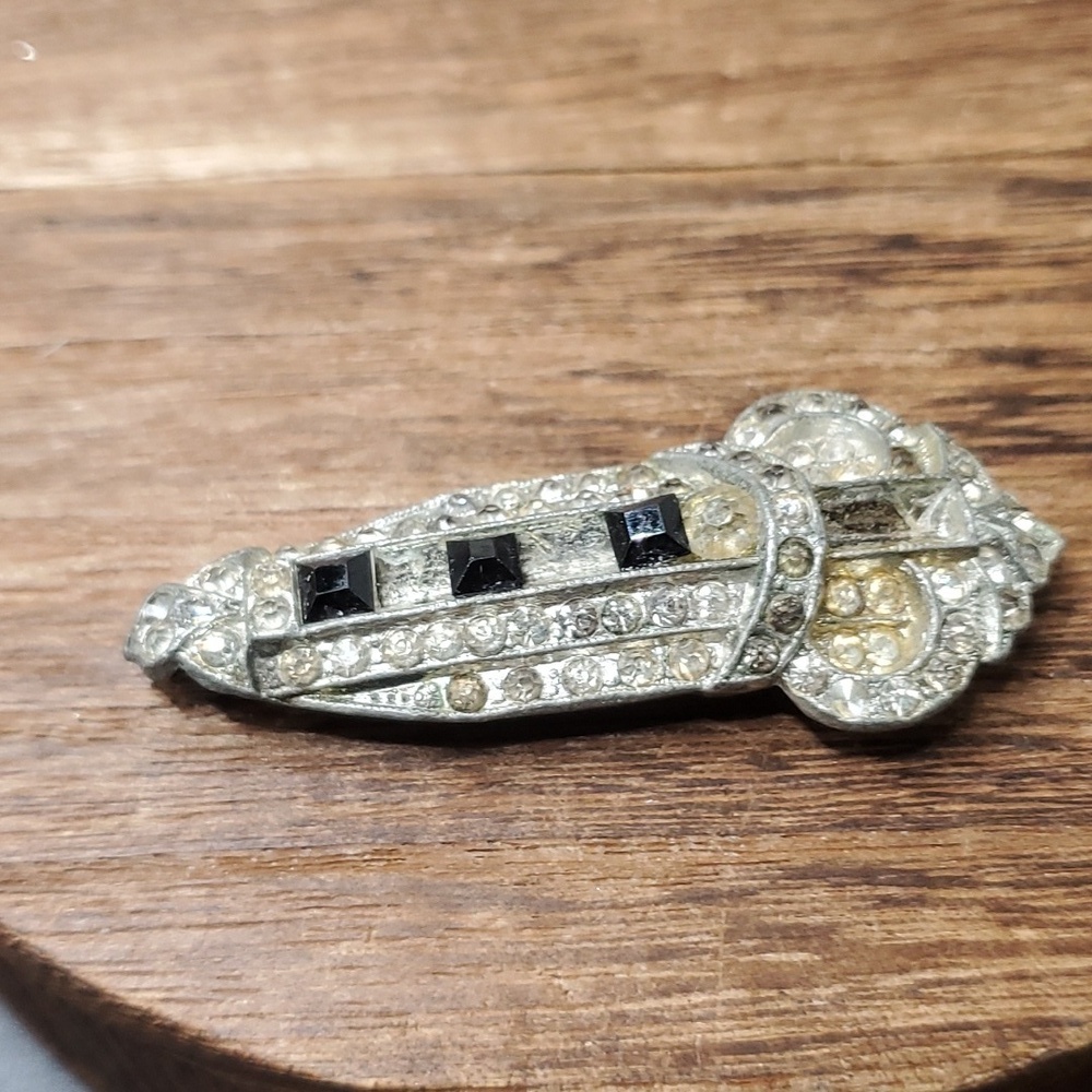 Antique art deco sterling silver money clip missing a crystal note condition